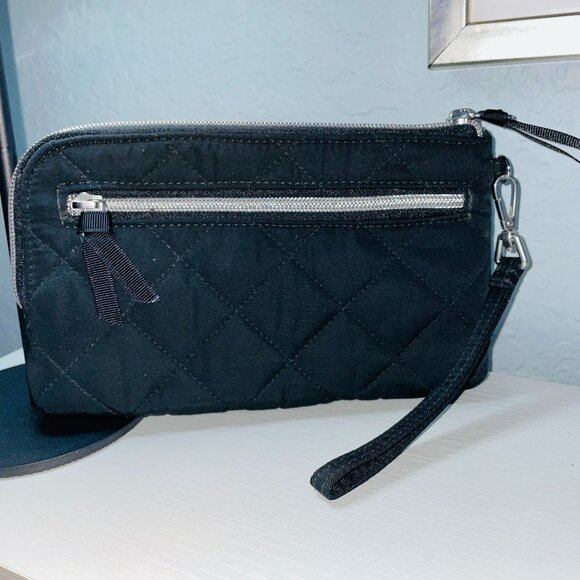 Vera Bradley RFID 3/4 Zip Wristlet Black Performance Twill Wallet - Picture 3 of 8